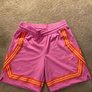 Nike Women's Vibrant Pink and Orange Athletic Shorts